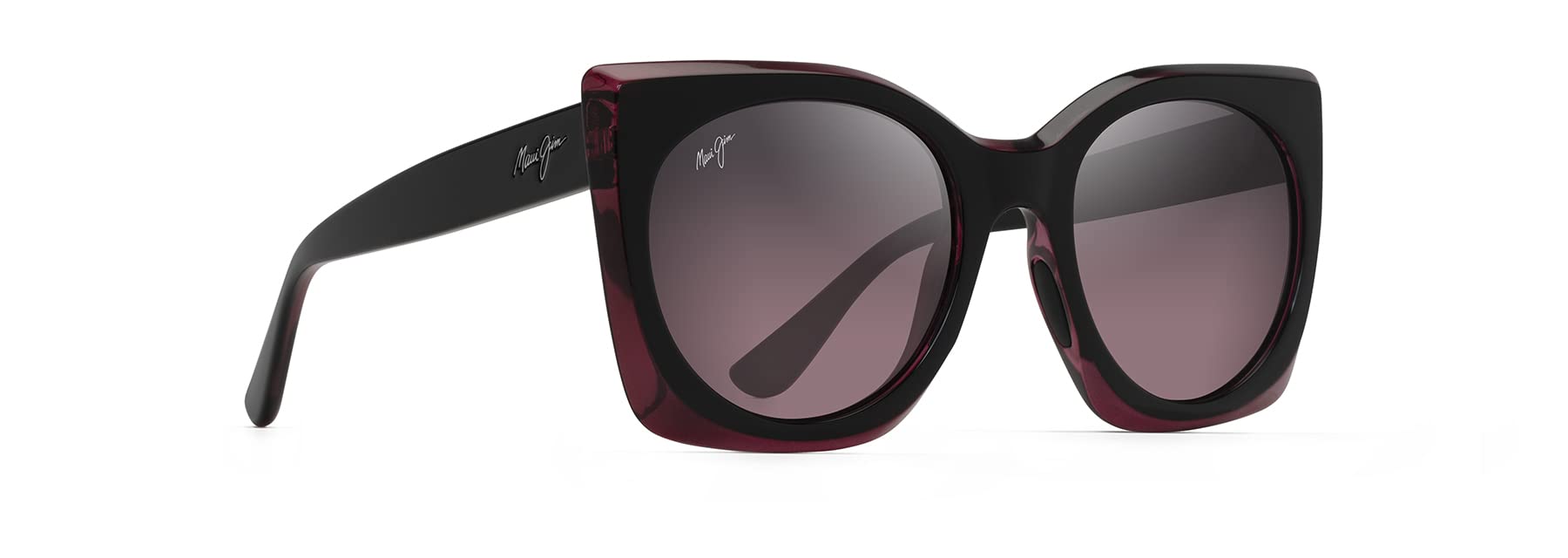 Maui Jim Women's Pakalana Polarized Fashion Sunglasses, Black Cherry w/Raspberry Inter/Maui Rose®, Medium