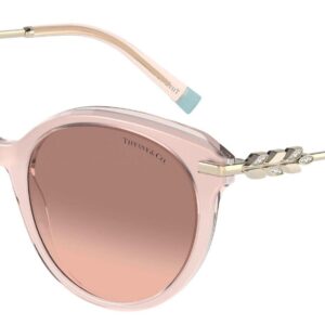 Tiffany & Co. Woman Sunglasses Milky Pink Gradient Frame, Pink Gradient Dark Brown Lenses, 55MM