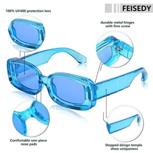 FEISEDY Trendy Rectangle Sunglasses Retro 90s Candy Color Chunky Frame Square Sun Shades Women Men B2307