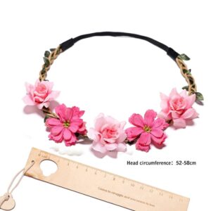 HANSAMU Flower Crown for Women Girls, Floral Headbands Elastic Ribbon Bridal Bridesmaid Fairy Headpiece for Party Wedding Beach (4 Pack