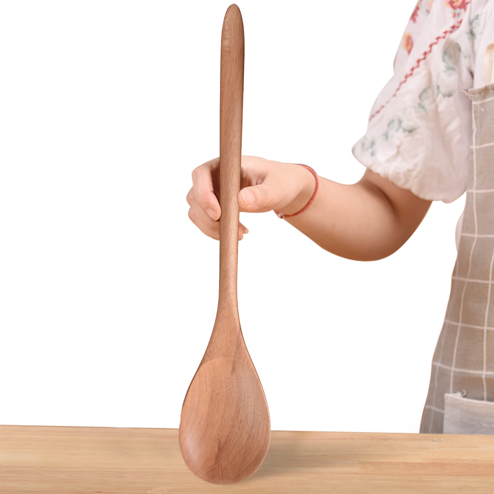 Big Wooden Spoon for Cooking, Large Wood Scoop Utensil, 17-inch Kitchen Serving Scoop for Big Pot, Long Handle Giant Spoon, Heavy Food Service Spoon, Mixing Spoon, Smooth Finish & Comfortable Grip