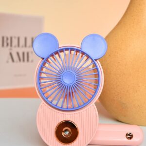 LACOVIA Cute Mickey Misting Mini Fan, Handheld Portable USB Rechargeable Fan with 3 Adjustable Speeds, Foldable Personal Fan For Travelling(Pink)