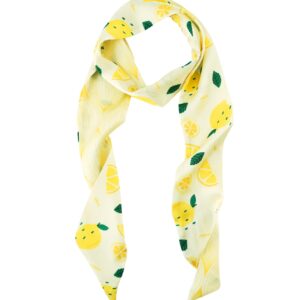 GERINLY Lemon Print Neck Choker Scarf Korea Style Ponytail Scarf for Beach Fresh Handbag Bow Accessory