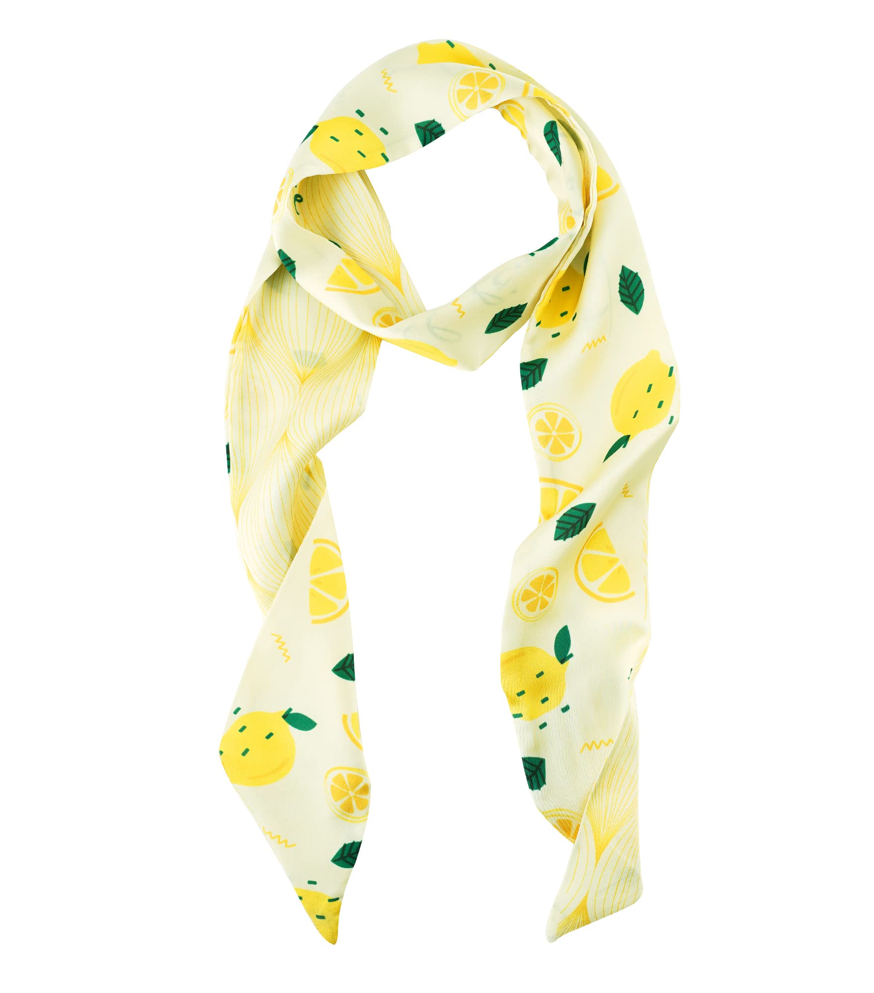 GERINLY Lemon Print Neck Choker Scarf Korea Style Ponytail Scarf for Beach Fresh Handbag Bow Accessory