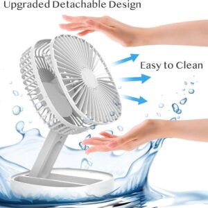 DEPOZA 7 Inch Travel Fan, Portable Folding Desk Fan with 3 Speeds, 185° Rotation, Battery Operated & Rechargeable, Quiet Small Table Fan for Bedroom, Office