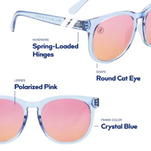 Blenders Eyewear H Series – Polarized Sunglasses – Round Cat Eye, Spring Loaded Hinge – 100% UV Protection – For Women – Pacific Grace