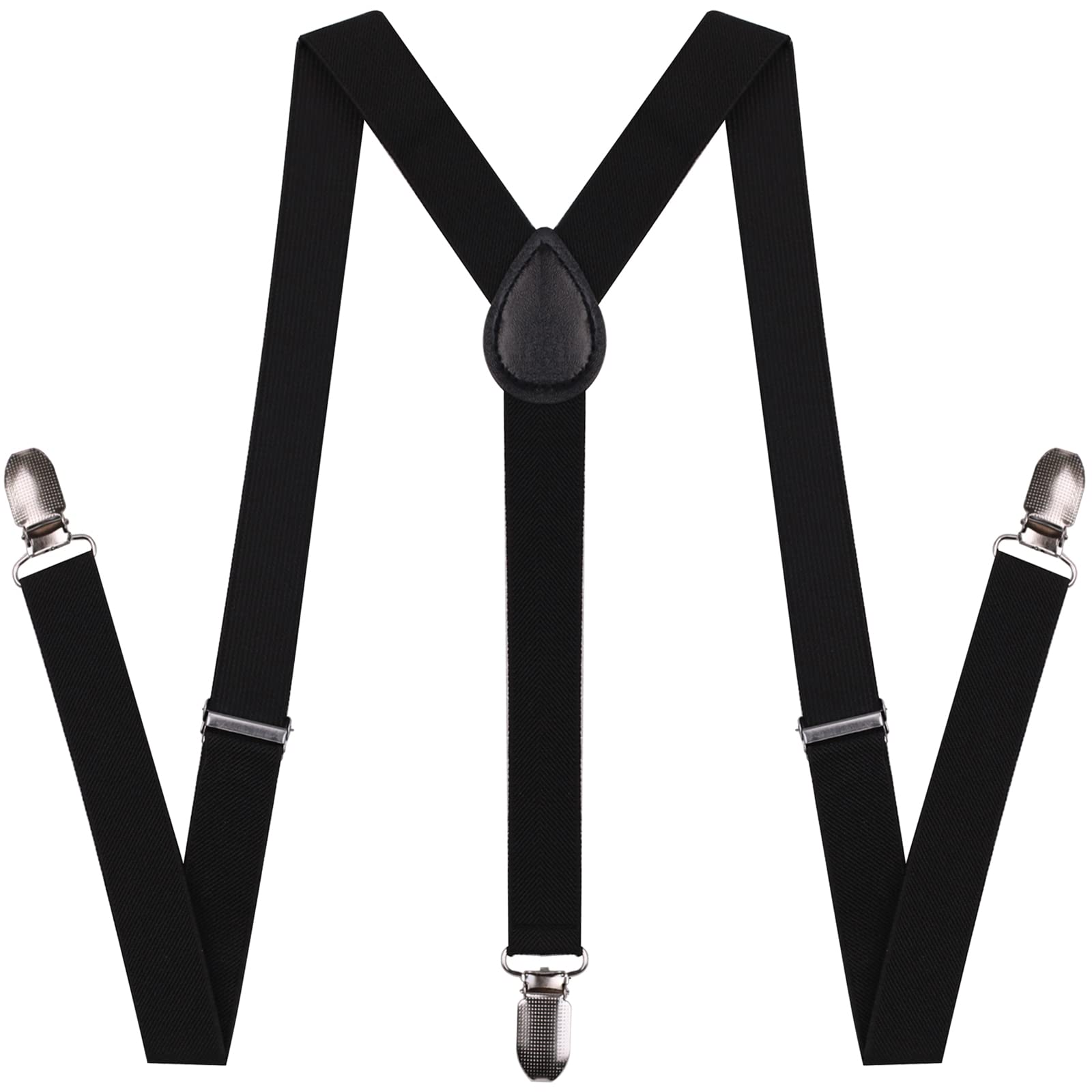 AMPIL Black Suspenders for Men and Women - Adjustable Suspender Elastic 1 inch Wide with Heavy Duty Clips (Black Suspenders)