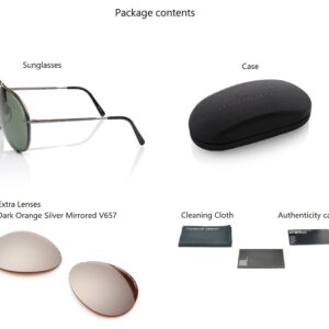 Porsche Design P8478 Iconic Sunglasses (60mm, C - Grey Mat/Lens - Green/Extra Lens - Dark Orange, Silver Mirrored)