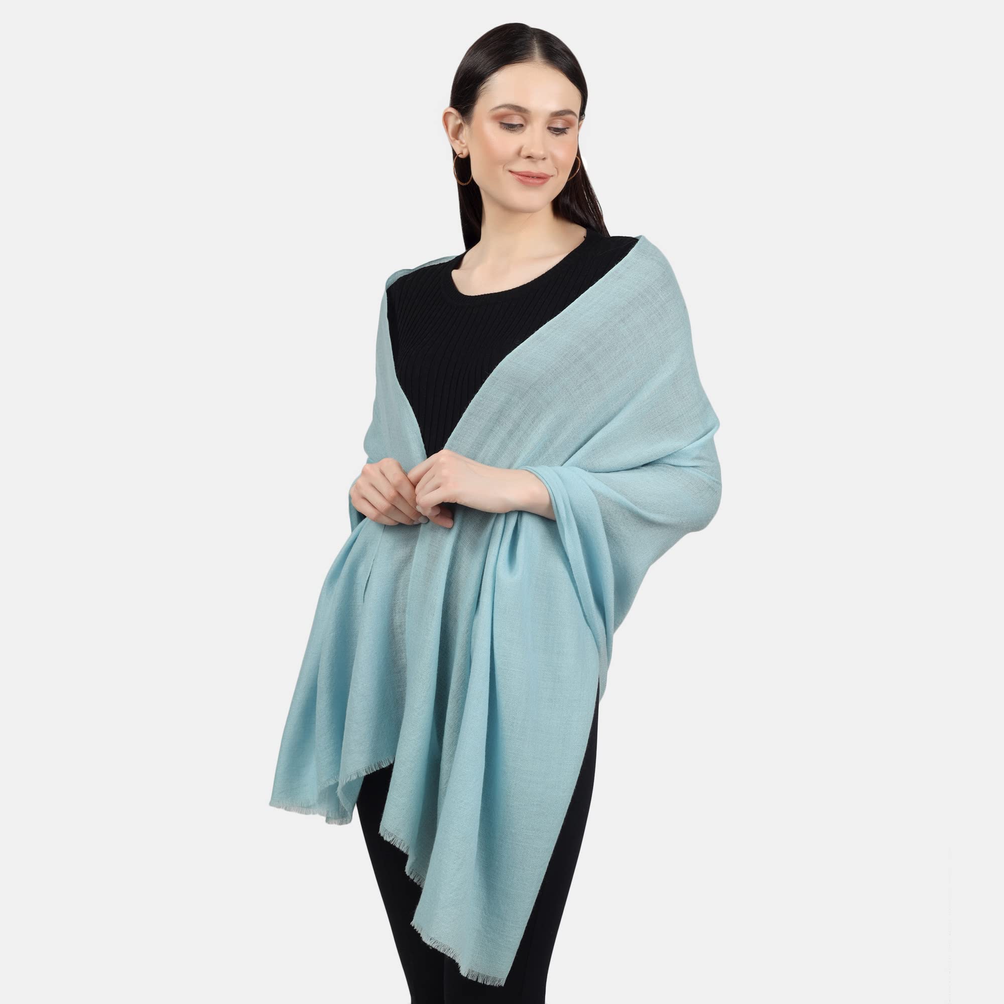 PASHWRAP Cashmere Wrap Handwoven in Kashmir - Luxurious large Cashmere Scarf for Women Lightweight (Turquoise)