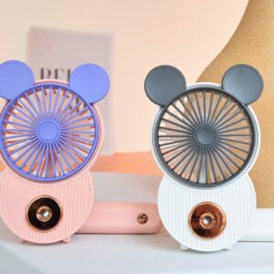 LACOVIA Cute Mickey Misting Mini Fan, Handheld Portable USB Rechargeable Fan with 3 Adjustable Speeds, Foldable Personal Fan For Travelling(Pink)