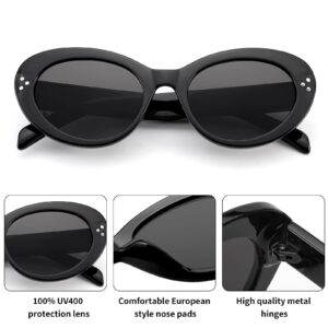 FEISEDY Y2k Oval Sunglasses Womens Thick Bold Retro Clout Goggles Round Cateye Shades B2313