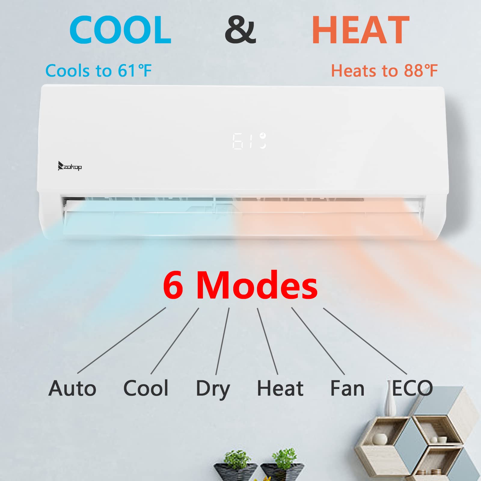 Winado 24,000 BTU Mini Split Air Conditioner Inverter, 19 SEER 230V Energy Saving Split-System AC w/Pre-Charged Condenser, Heat Pump, WIFI Remote Control, Installation Kit, Cools Up to 1500 Sq. Ft.