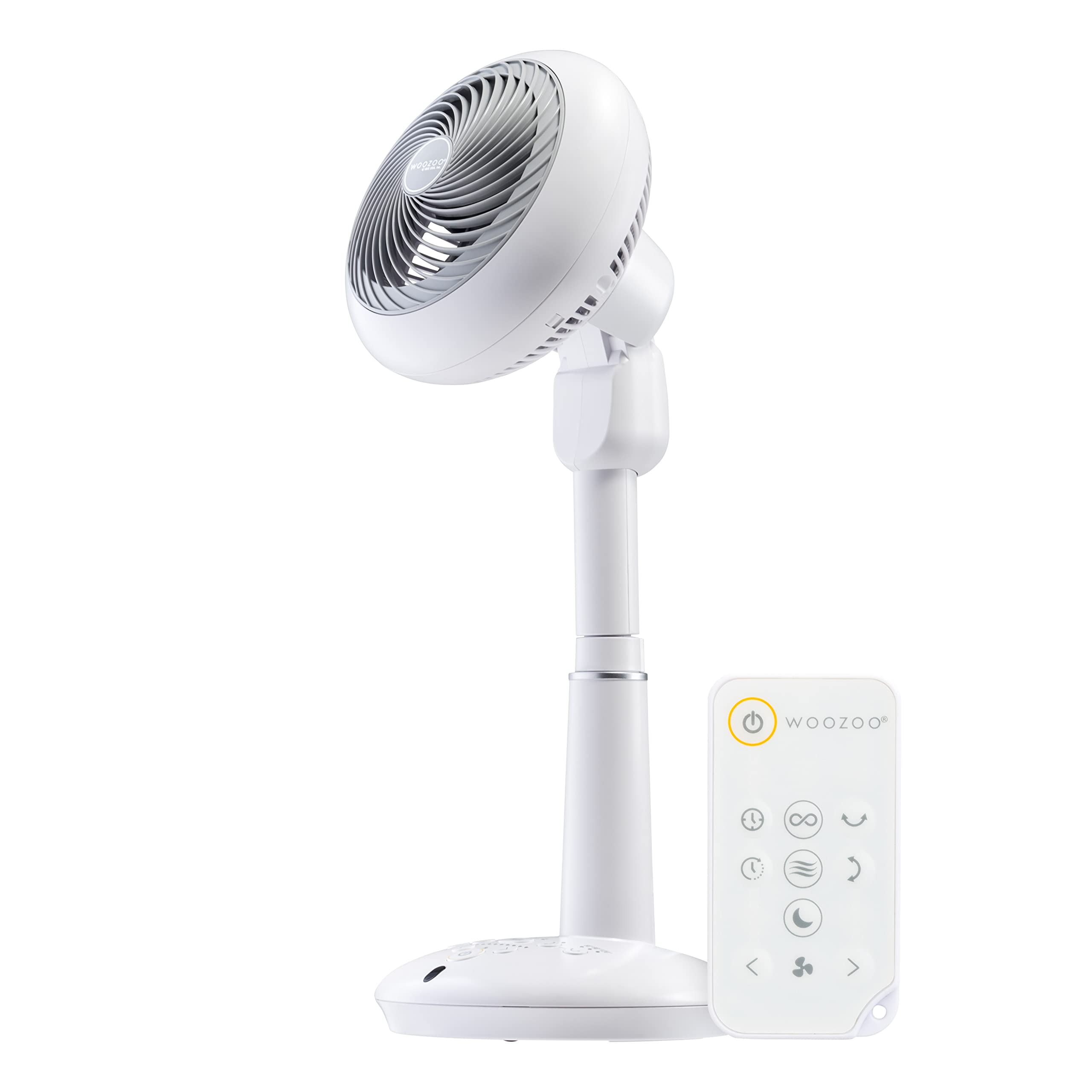 IRIS USA WOOZOO Pedestal Standing Oscillating 7-in-1 Vortex Fan with Remote and Timer Function, Height Adjustable Multi-Oscillation 10 Speed Settings and 102 Ft Max Air Distance Air Circulator, White