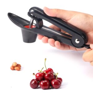 2 Packs Cherry Pitter Tools, Cherry Seed Core Remover Olives Pitter Tool, Stainless Steel Cherries Corer with Space-Saving Lock Design (Black & Green)