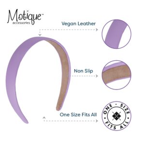 Motique Accessories 1 Inch Vegan Leather Headband for Women and Girls (White)