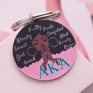 Melix Home Paraphernalia Sorority Gifts Keychain Sorority Gifts for Women Pink and Green Keyring Gift