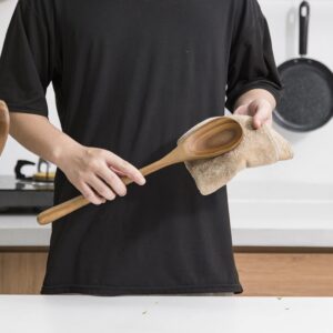 Big Wooden Spoon for Cooking, Large Wood Scoop Utensil, 17-inch Kitchen Serving Scoop for Big Pot, Long Handle Giant Spoon, Heavy Food Service Spoon, Mixing Spoon, Smooth Finish & Comfortable Grip