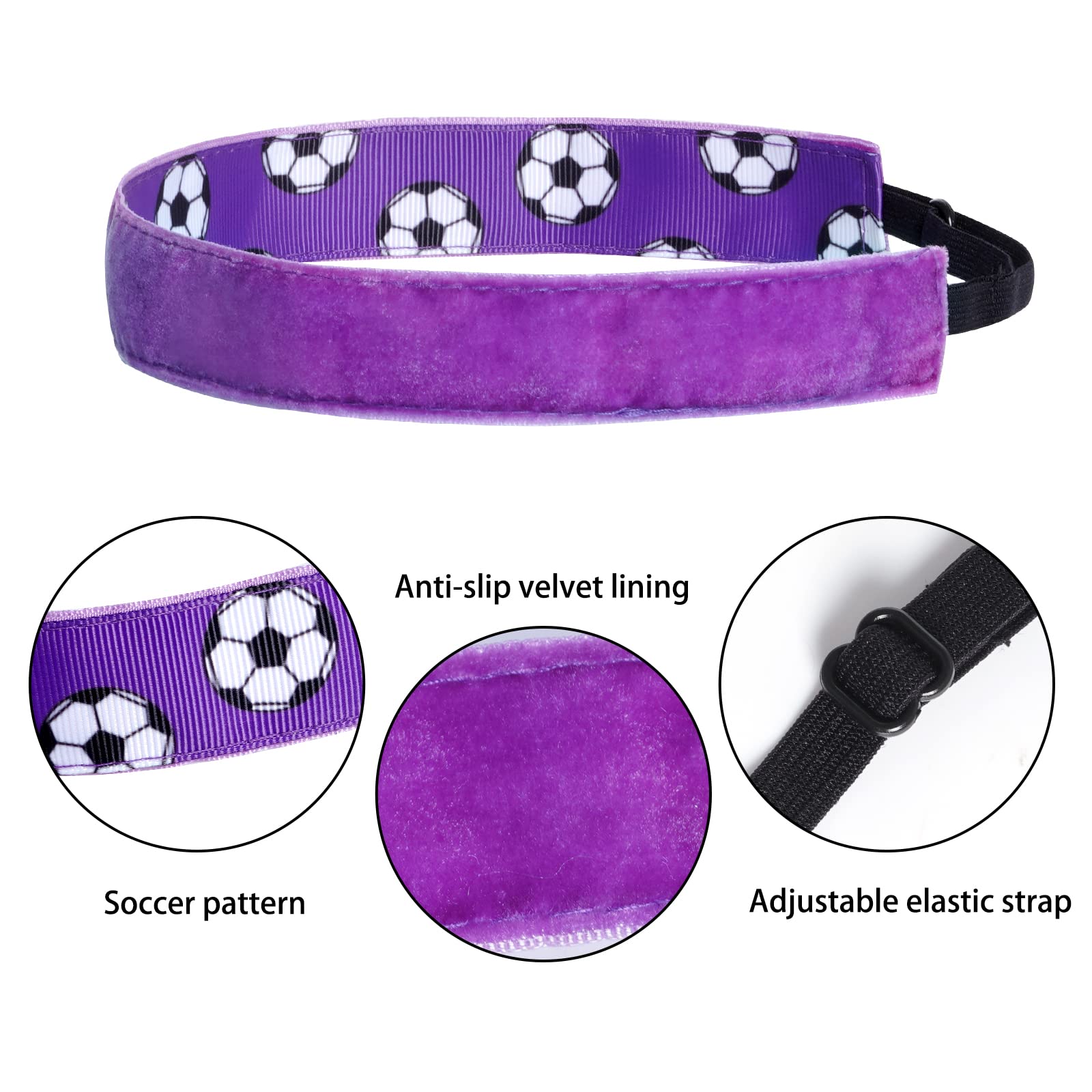 8Pcs Soccer Headbands for Girls Women Elastic Soccer Hairband Non-Slip Adjustable Football Headband Sports Hair Accessories, 8 Colors