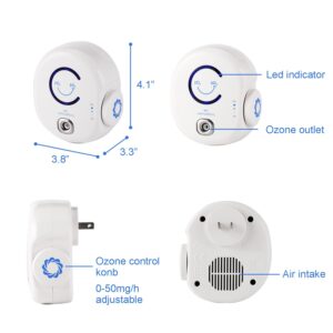 Airthereal B50 Mini Ozone Generator Air Purifier- Removes Odors and Sterilizes Air in Small Spaces Up To 320 Sq Ft - Plug in Mini Air Ionizer, Adjustable Ozone Output of 10-50 mg/h, 2-Pack