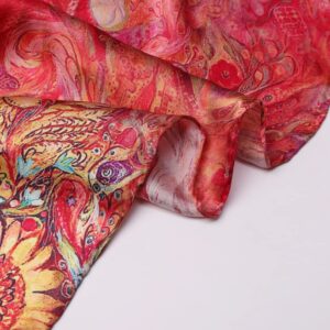 SUNMISILK 100% Mulberry Silk Scarfs for Women Floral Print Satin Long Scarf for Headscarf Hair Wraps Shawl with Gift Packed (Hsyh22)