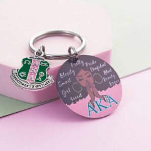 Melix Home Paraphernalia Sorority Gifts Keychain Sorority Gifts for Women Pink and Green Keyring Gift