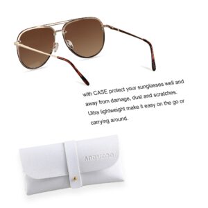 ANDWOOD Oversized Aviator Sunglasses for Women Men Big Large Rimless Metal Frame with Spring Hinges Sun glasses Polarized Black Brown Shades