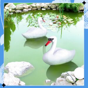 2 Pieces Swan Decoy Pond Bird Deterrent Decoration Goose Decoys Hunting Floating Decoys Garden Pond Decoration for Fields or Float on The Water Pool, Garden and Patio Accessories (White)