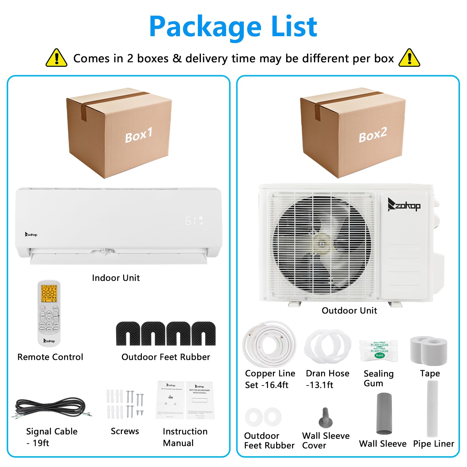 Winado 24,000 BTU Mini Split Air Conditioner Inverter, 19 SEER 230V Energy Saving Split-System AC w/Pre-Charged Condenser, Heat Pump, WIFI Remote Control, Installation Kit, Cools Up to 1500 Sq. Ft.