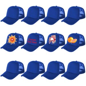 ultrafun 12 pack trucker hat summer mesh sublimation blank hats adjustable snapback baseball hats for men women (12pack-royal blue)