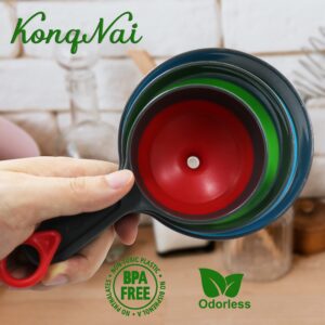 KongNai Canning Funnel for Wide and Regular Jars，Wide Mouth Funnel Sets of 3, Extra Large Funnel for Mason Jar, Food Grade Collapsible Silicone Funnel for Transfer Jam, Juice, Spices, Powder and Oil