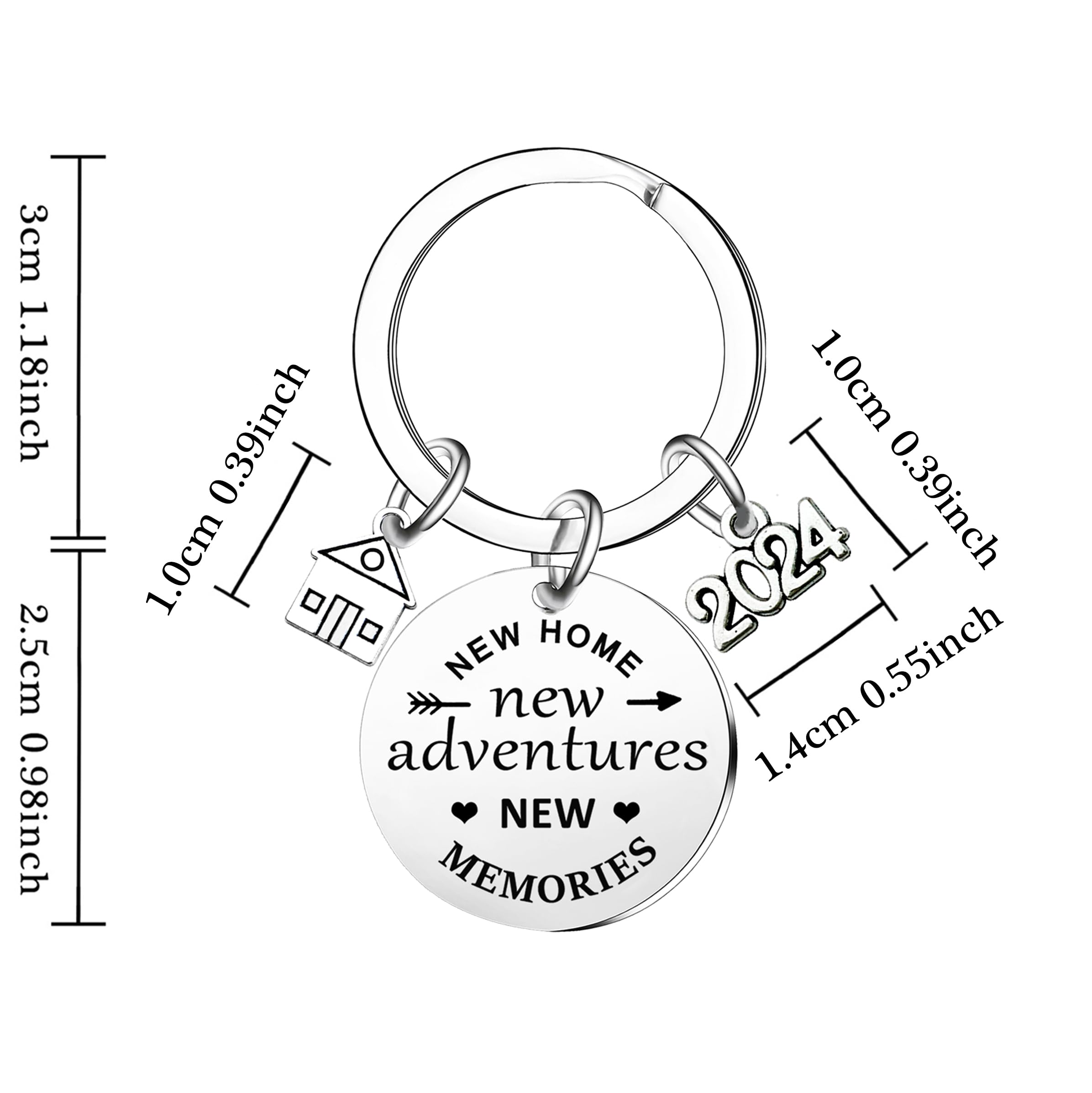 Ghloyza 2Pcs New Home Keychain 2024 New Adventures Keyrings Housewarming Gifts For New Homeowner House Keyring (New Home)