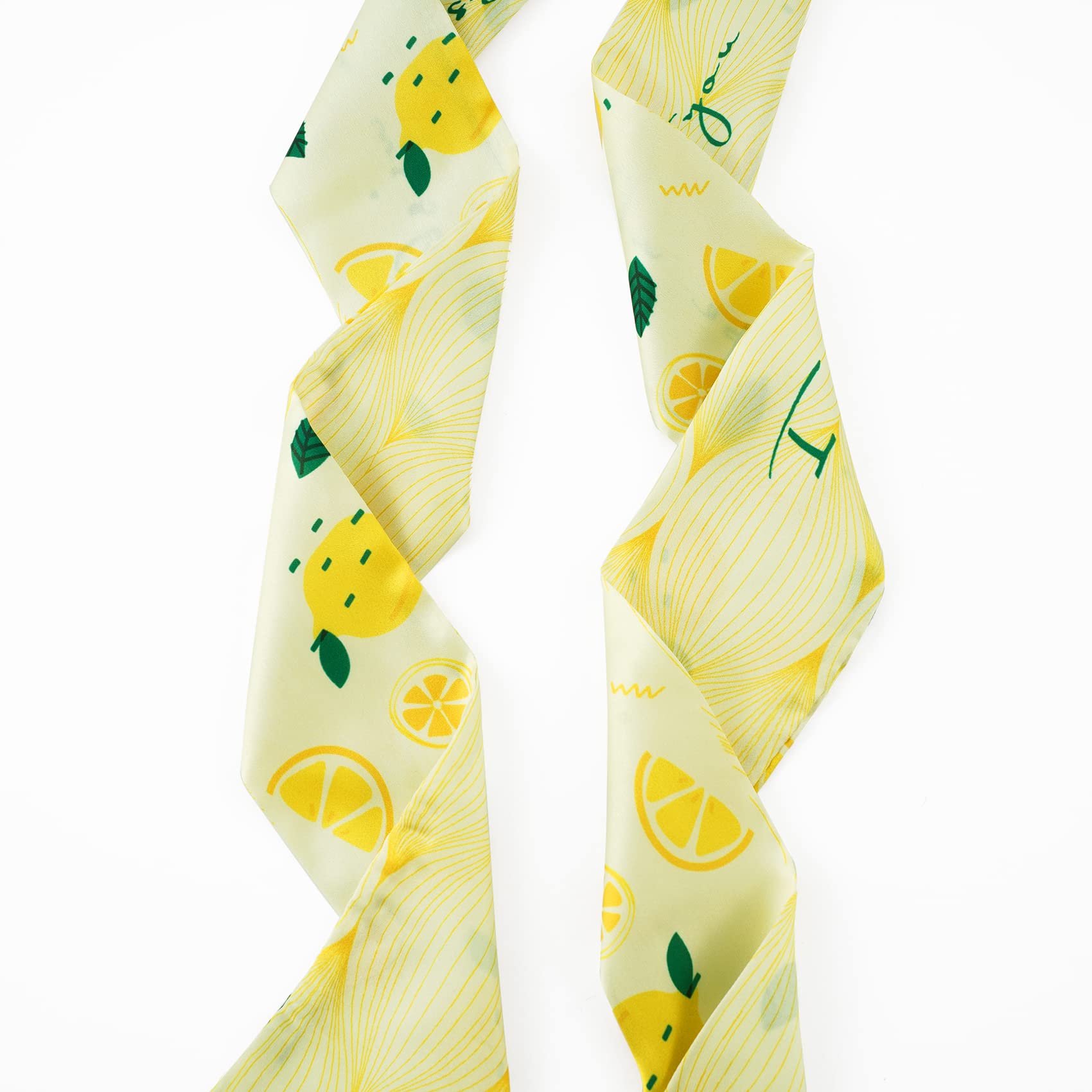 GERINLY Lemon Print Neck Choker Scarf Korea Style Ponytail Scarf for Beach Fresh Handbag Bow Accessory