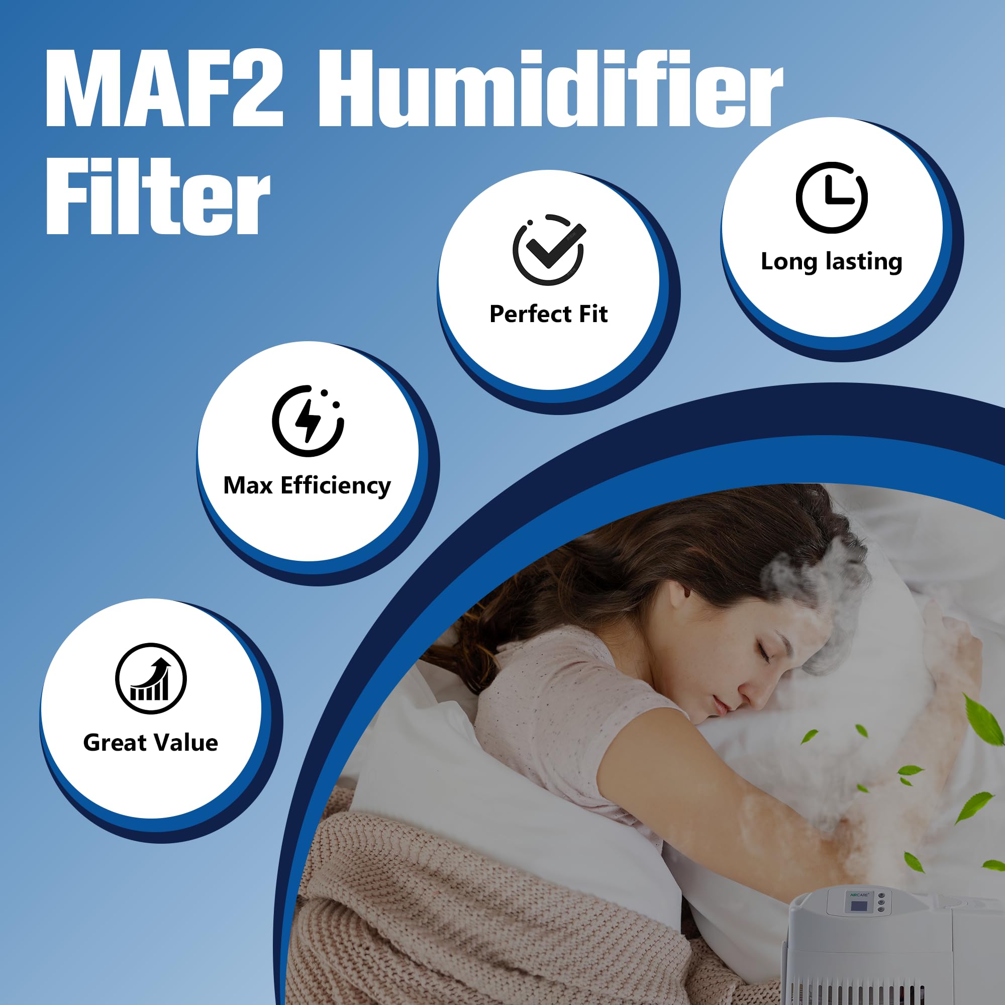 Funmit MAF2 Humidifier Wick Filter (2 Pack) Replacement Compatible with Essick Air AIRCare MoistAIR MA0800, MA0600, MA0601 and Kenmore 15408, 17006, 29706, 29988 Series Humidifiers