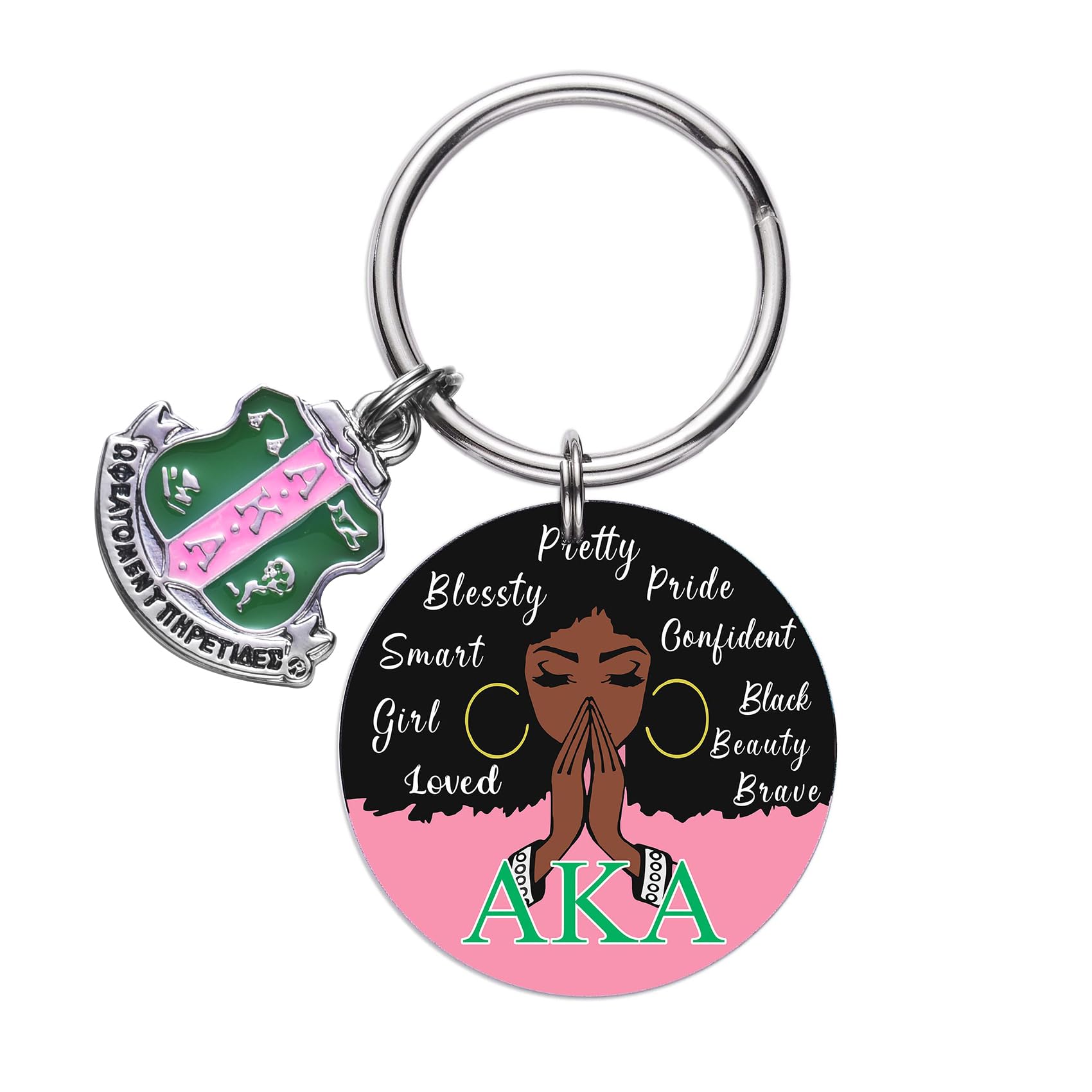 Melix Home Paraphernalia Sorority Gifts Keychain Sorority Gifts for Women Pink and Green Keyring Gift