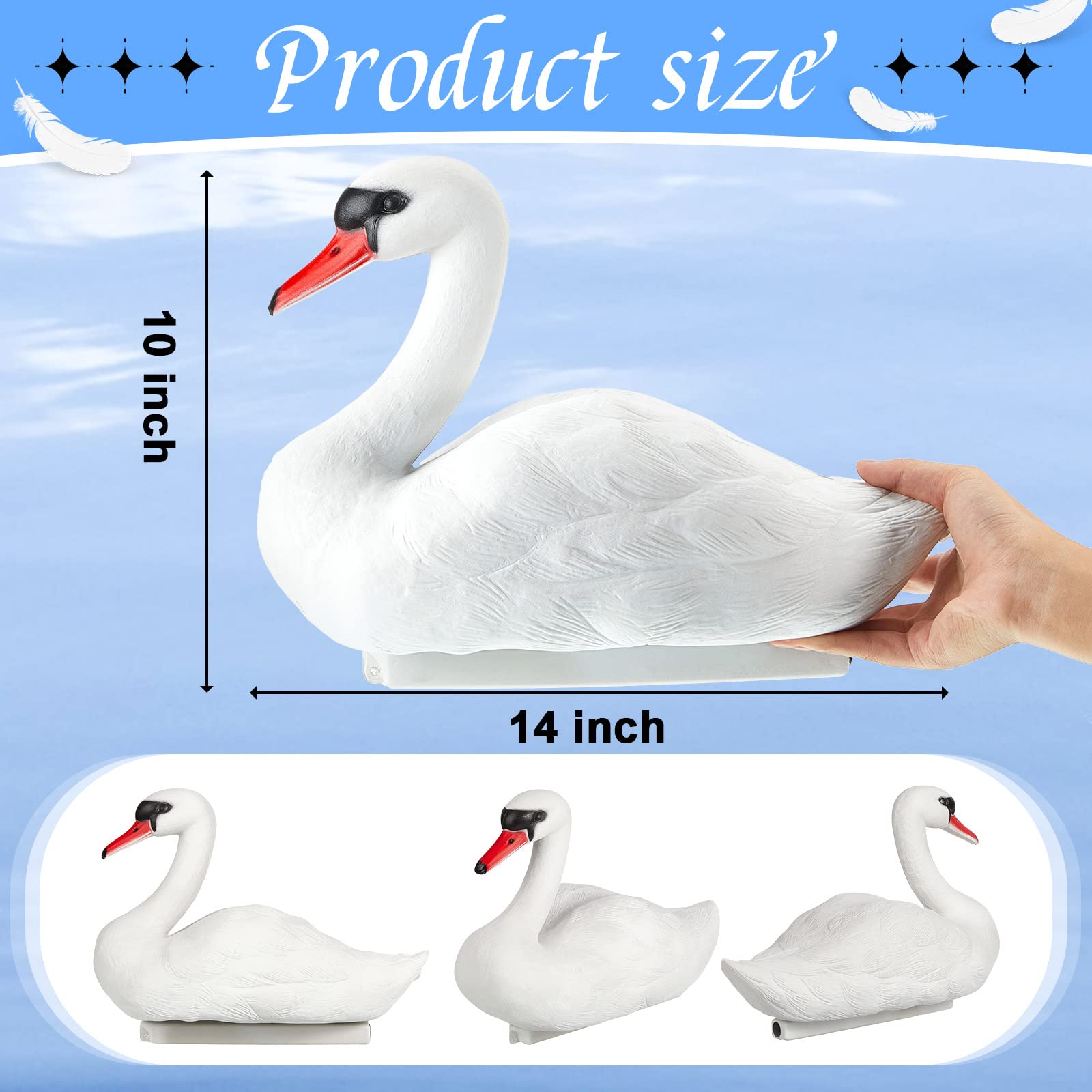 2 Pieces Swan Decoy Pond Bird Deterrent Decoration Goose Decoys Hunting Floating Decoys Garden Pond Decoration for Fields or Float on The Water Pool, Garden and Patio Accessories (White)