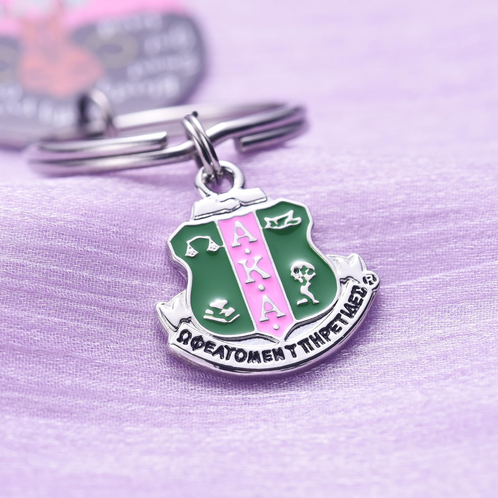 Melix Home Paraphernalia Sorority Gifts Keychain Sorority Gifts for Women Pink and Green Keyring Gift