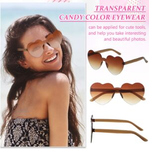 Zhengmy 100 Pairs Heart Glasses Heart Shaped Rimless Sunglasses Transparent Candy Color Heart Sunglasses Eyewear for Women Girls