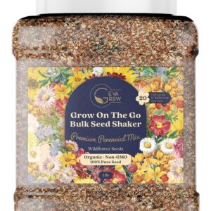 Bulk Wildflower Seed Shaker – Perennial Flower Seeds Mix to Plant Anywhere, by Geva Grow | 20 - Different Type Beautiful Perennial Wildflower Seeds Bulk 900,000+ Seeds, 1 Pound Tub