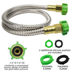 YANWOO 304 Stainless Steel 3ft Short Garden Hose with Female to Female Metal Connector, Flexible & Lightweight Water Hose (3ft)