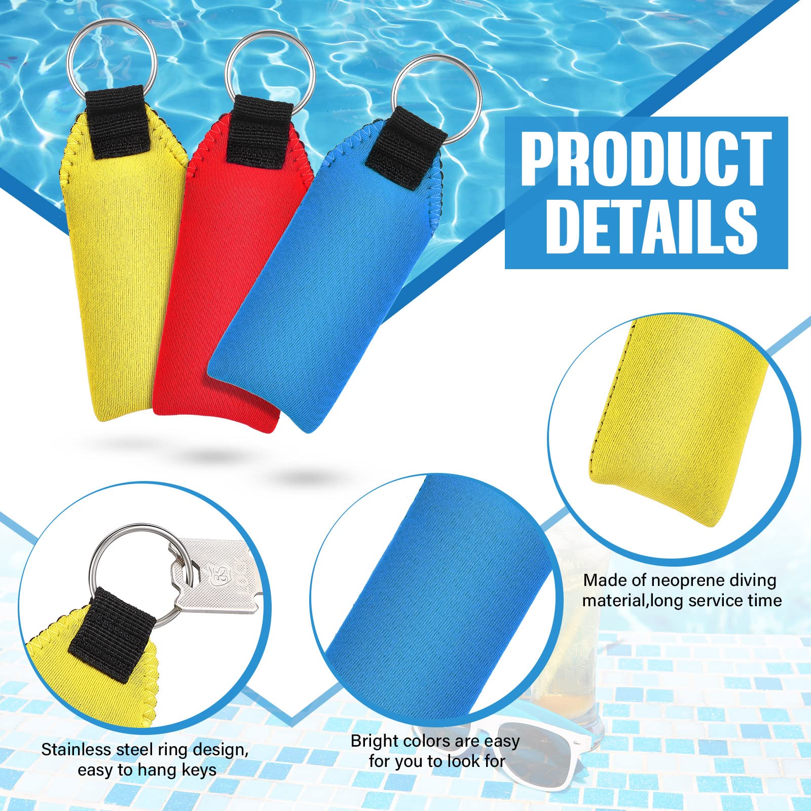 WILLBOND 6 Pieces Floating Boat Keychain Waterproof Floatable Foam Keychain (Yellow, Blue, Red)