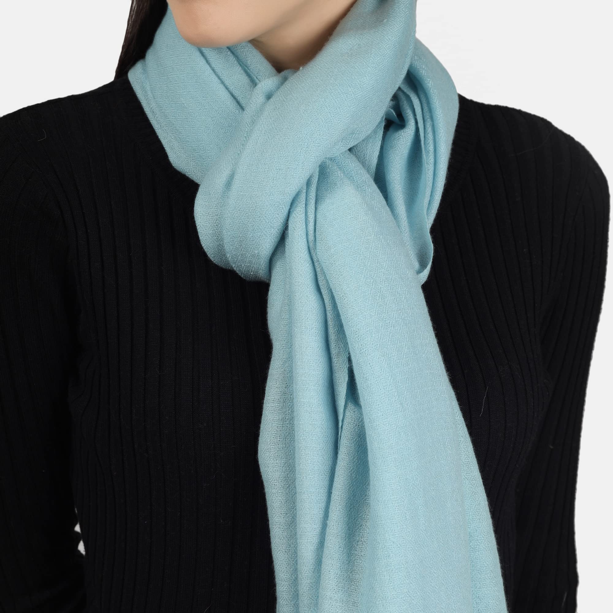 PASHWRAP Cashmere Wrap Handwoven in Kashmir - Luxurious large Cashmere Scarf for Women Lightweight (Turquoise)