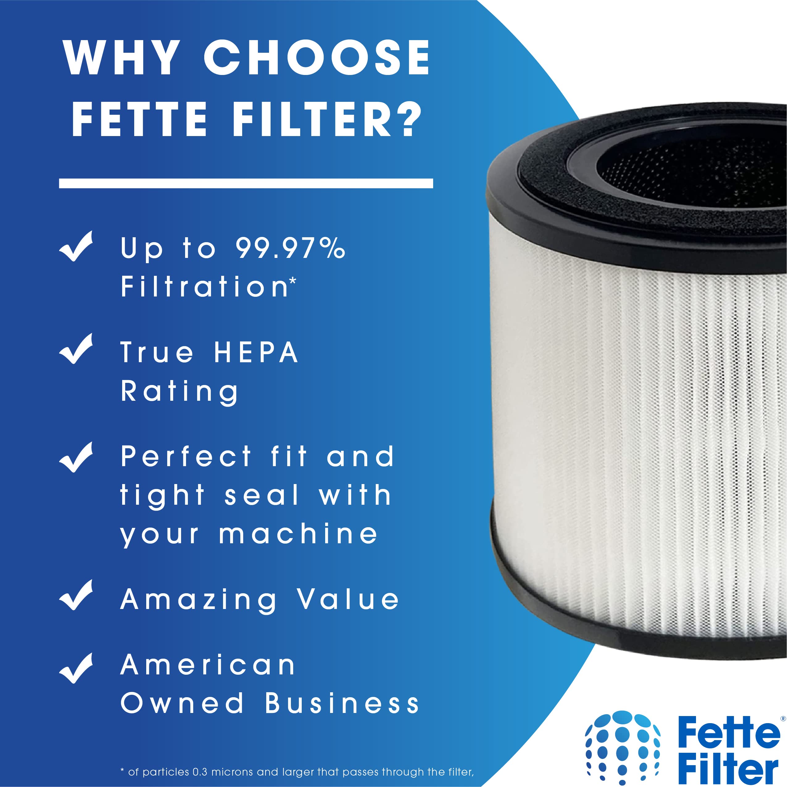 Fette Filter - Filter Compatible with BISSELL MYair Pro Hub and Plus Air Purifier Replacement HEPA and Carbon Filter Part # 3069 and 3389 - Pack of 1