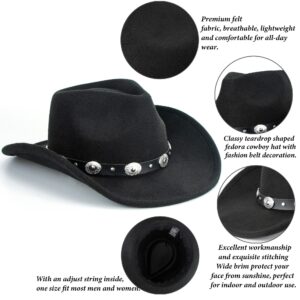 Women Felt Wide Brim Western Cowboy Hat for Men Panama Fedora Wool Caps