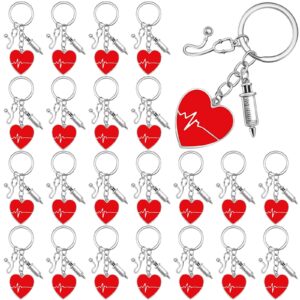 yinkin 24 pcs nurse keychain nurse party favors nurse week gifts nurses appreciation gifts for women(red heart)