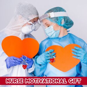 Yinkin 24 Pcs Nurse Keychain Nurse Party Favors Nurse Week Gifts Nurses Appreciation Gifts for Women(Red Heart)