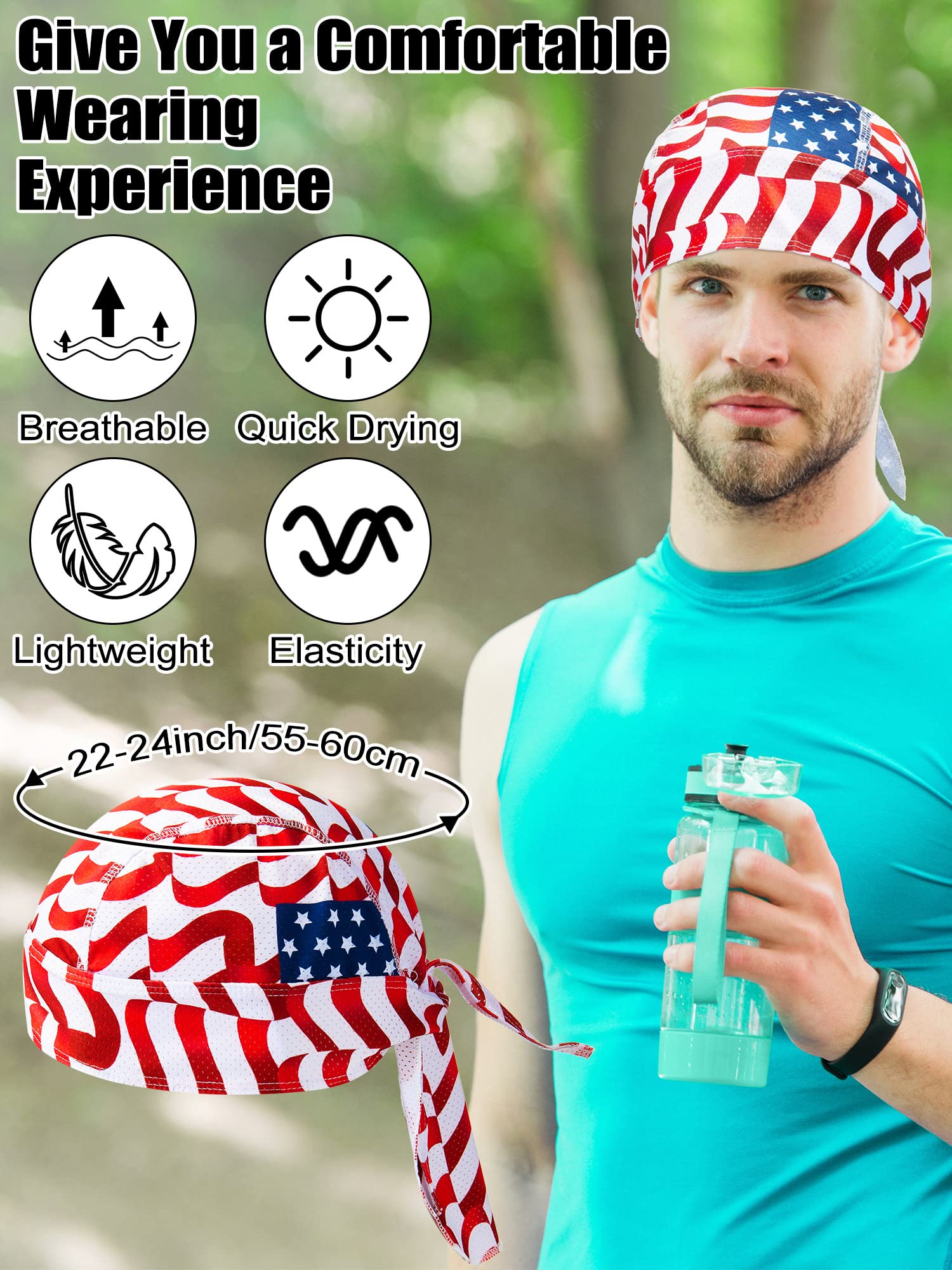 JaGely 16 Pieces Doo Rags Skull Caps for Men, Sweat Wicking Do Rags Cooling Dew Rags Pirate Helmet Liner Cycling Bandana Skull Cap for Men Women Multicolor