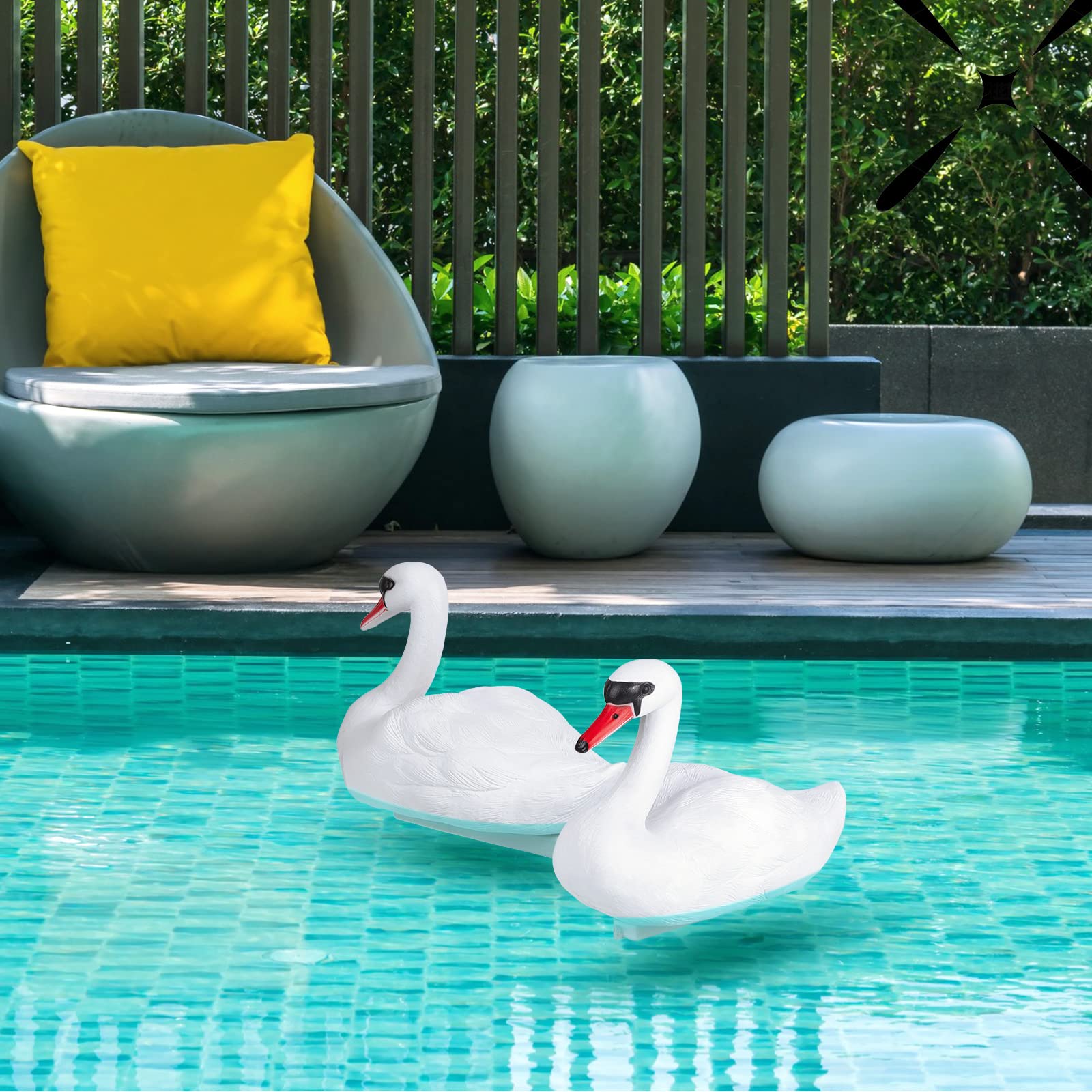 2 Pieces Swan Decoy Pond Bird Deterrent Decoration Goose Decoys Hunting Floating Decoys Garden Pond Decoration for Fields or Float on The Water Pool, Garden and Patio Accessories (White)