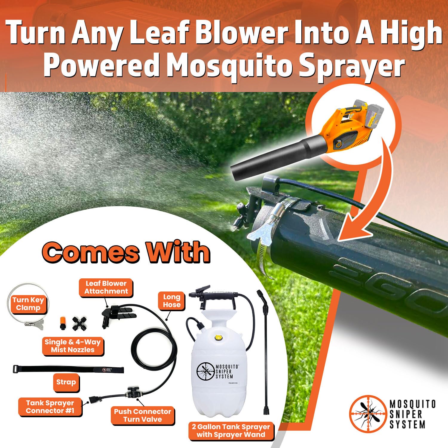 Pesticide Sprayer | Insecticide Sprayer and Mosquito Mister System | Pest Control System for Fleas, Ticks, and Mosquitos | Kit + Tank Sprayer