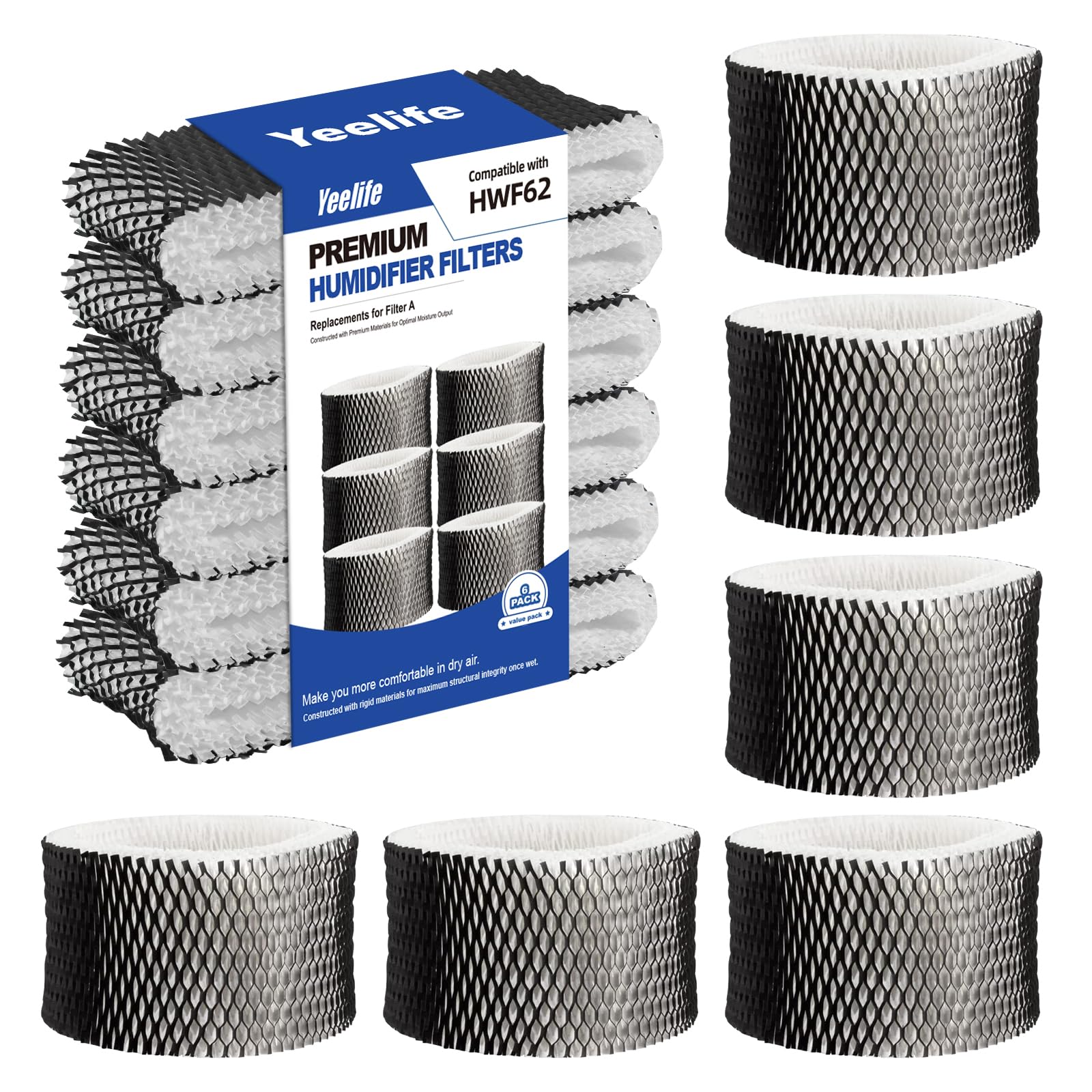 6 Pack HWF62 Humidifier Filter Compatible with Sunbeam Humidifier Filter SCM1100 & Holmes Replacement Filter, Sunbeam Filter A, SCM1701, SCM1702, SCM1762, SCM2409