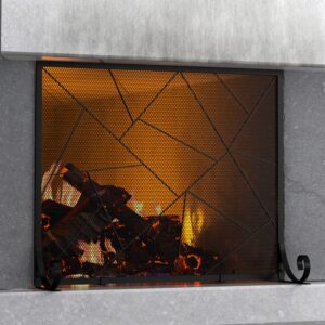 Fire Beauty Fireplace Screen Decorative Mesh Geometric Fire Spark Guard Gate Cover for Home